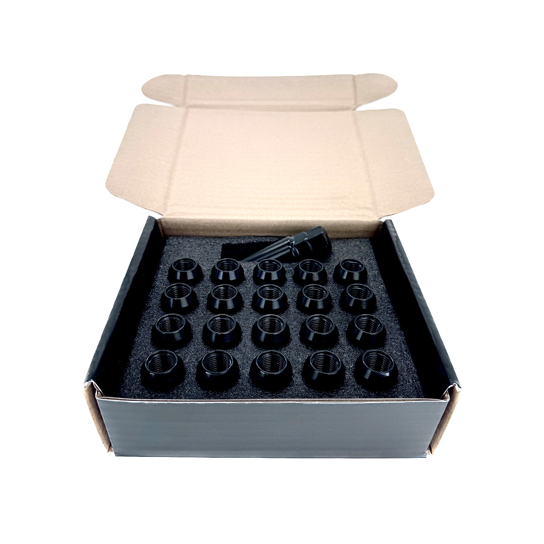 black electropaint e coating wheel lug nuts made from 10b21 steel 14mm x 1 point 5