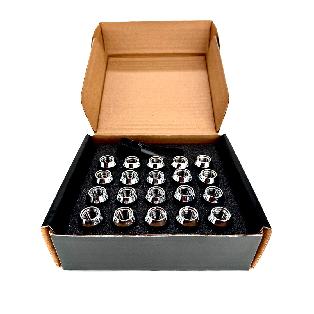 chrome plated wheel lug nuts made from 10b21 steel 14mm x 1 point 5