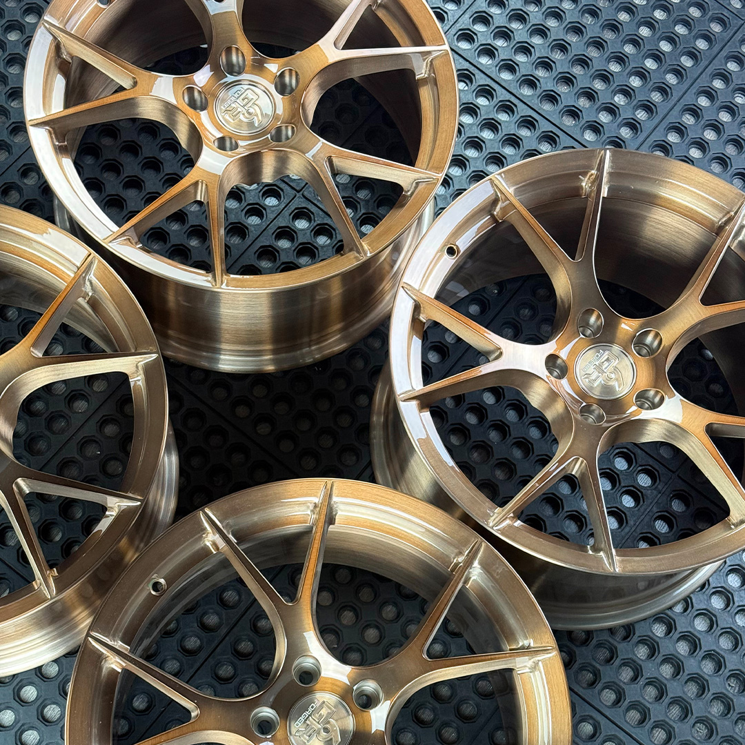 18 inch forged ten in brushed bronze for ford mustang, infiniti g35 and g37, nissan 350z and hyundai genesis coupe