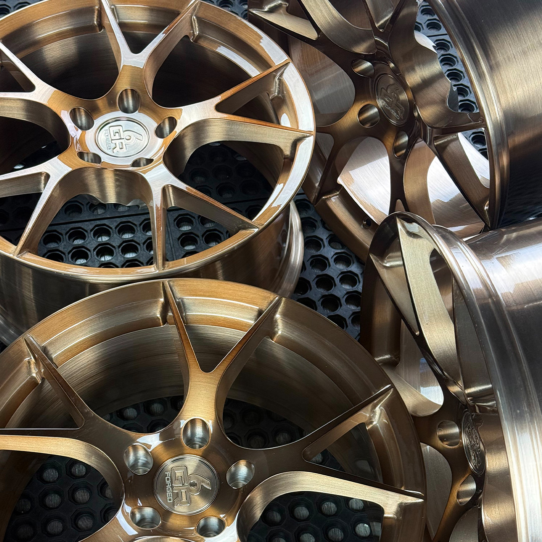 18 inch forged ten in brushed bronze for ford mustang, infiniti g35 and g37, nissan 350z and hyundai genesis coupe