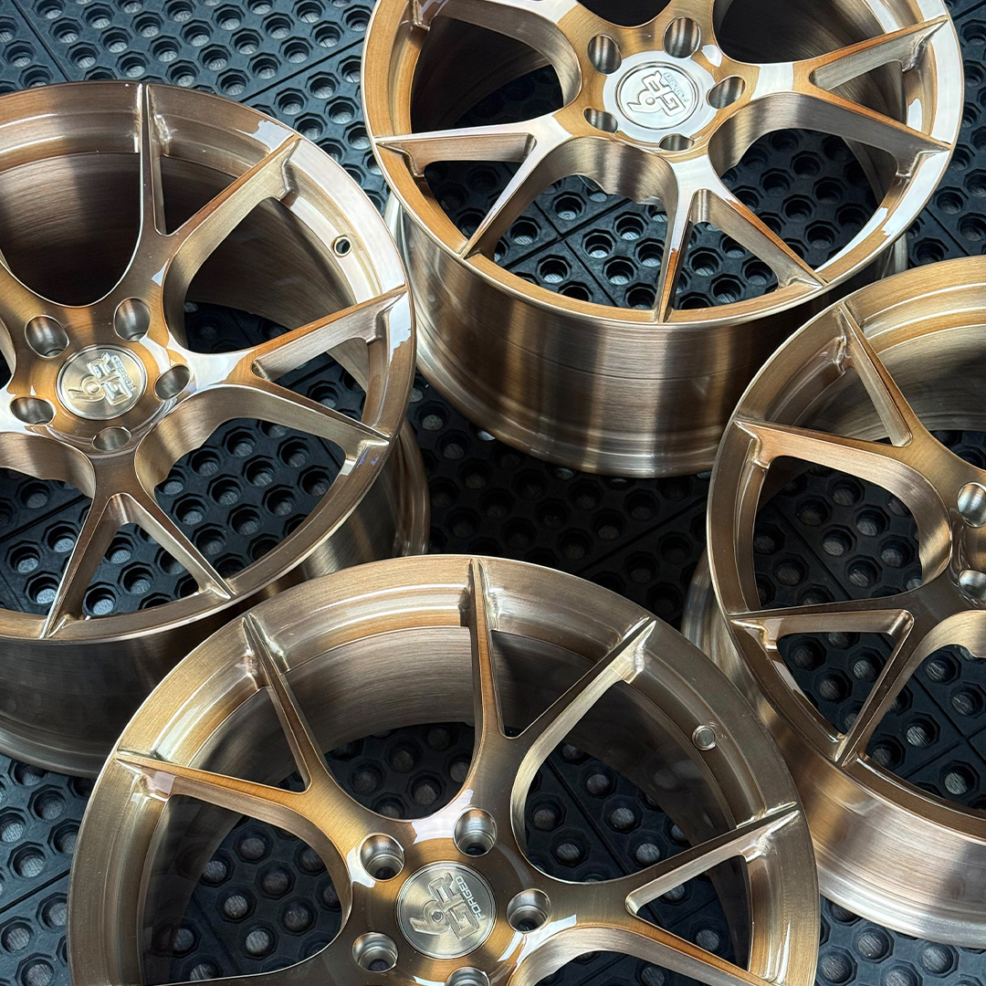 18 inch forged ten in brushed bronze for ford mustang, infiniti g35 and g37, nissan 350z and hyundai genesis coupe