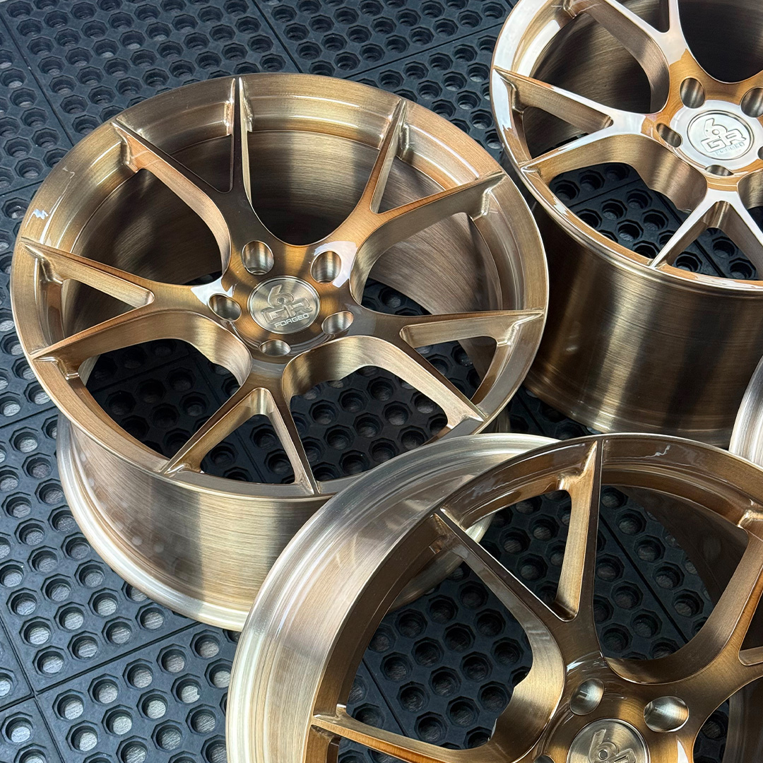 18 inch forged ten in brushed bronze for ford mustang, infiniti g35 and g37, nissan 350z and hyundai genesis coupe