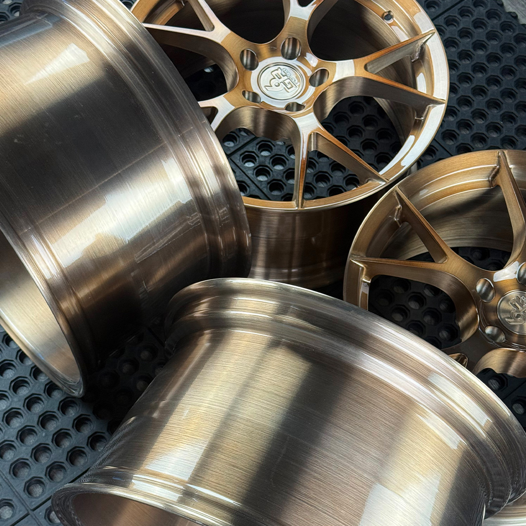 18 inch forged ten in brushed bronze for ford mustang, infiniti g35 and g37, nissan 350z and hyundai genesis coupe
