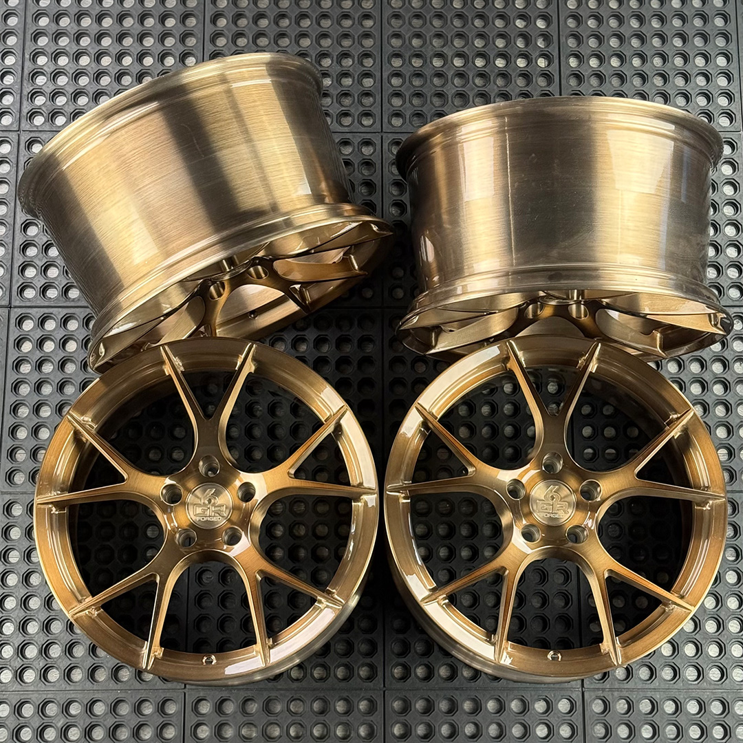 18 inch forged ten in brushed bronze for ford mustang, infiniti g35 and g37, nissan 350z and hyundai genesis coupe