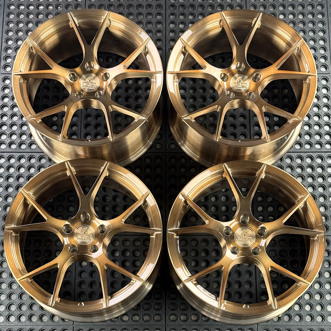18 inch forged ten in brushed bronze for ford mustang, infiniti g35 and g37, nissan 350z and hyundai genesis coupe