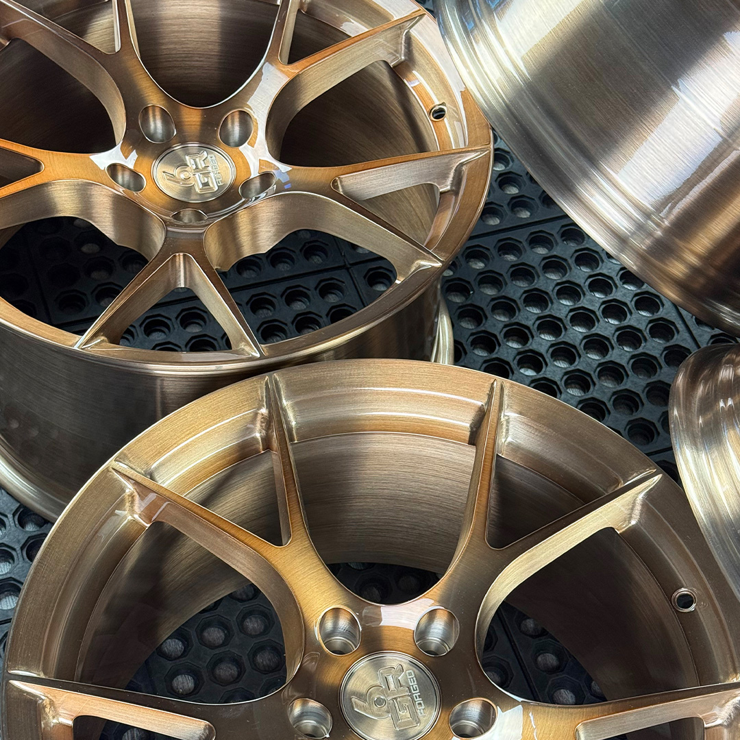 18 inch forged ten in brushed bronze for ford mustang, infiniti g35 and g37, nissan 350z and hyundai genesis coupe