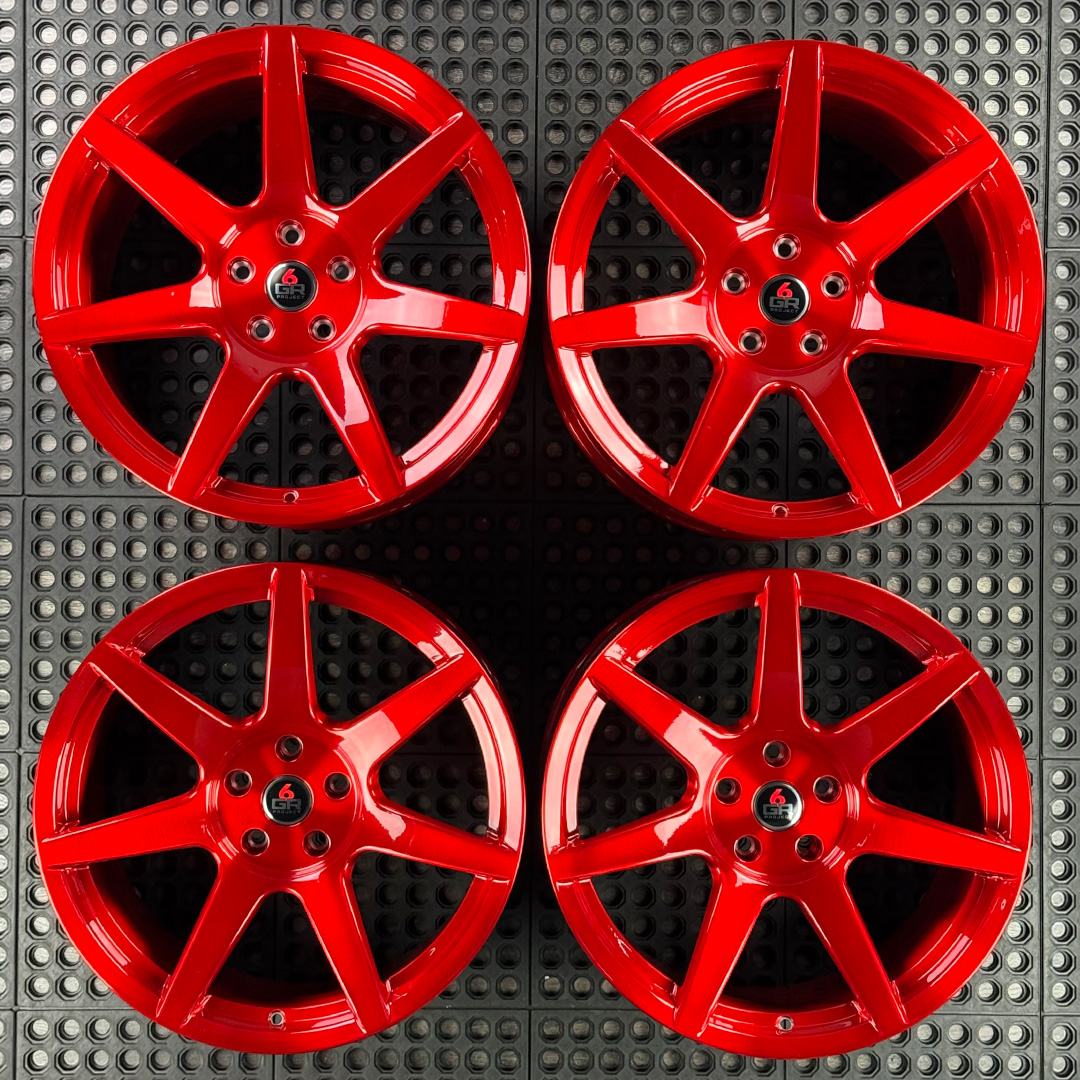 19 inch spun forged seven in candy apple red for s197, s550 and s650 ford mustangs including dark horse