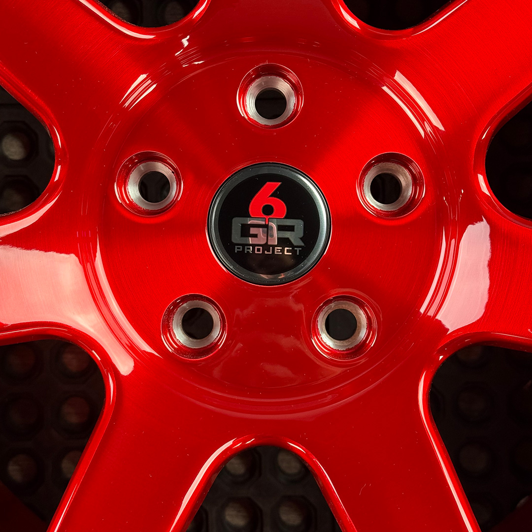19 inch spun forged seven in candy apple red for s197, s550 and s650 ford mustangs including dark horse
