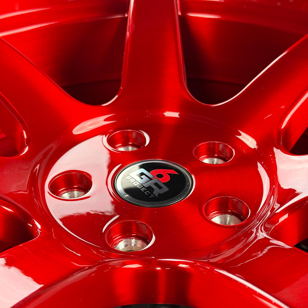 19 inch spun forged seven in candy apple red for s197, s550 and s650 ford mustangs including dark horse