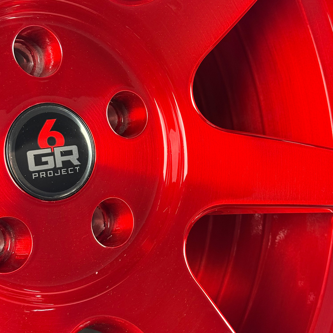 19 inch spun forged seven in candy apple red for s197, s550 and s650 ford mustangs including dark horse