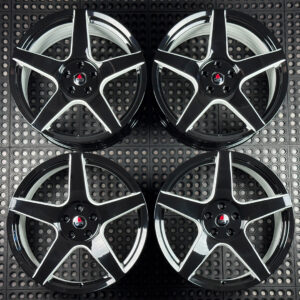 20 inch spun forged five in gloss black with white windows for s197, s550 and s650 ford mustangs