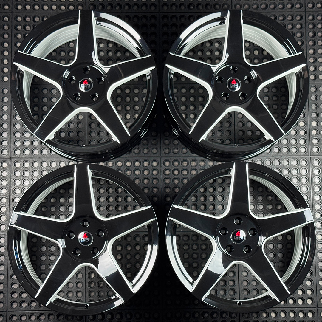 20 inch spun forged five in gloss black with white windows for s197, s550 and s650 ford mustangs