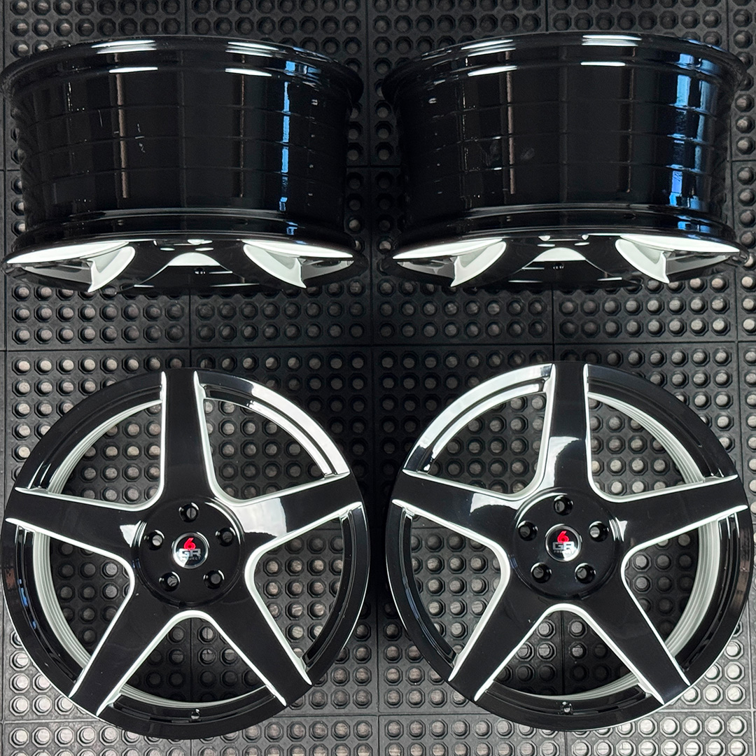 20 inch spun forged five in gloss black with white windows for s197, s550 and s650 ford mustangs
