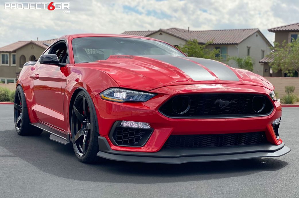 Race Red Mustang GT Built to perfection, Project 6GR 5-FIVE Satin Black, Mach 1 Bumper Conversion, GT350R upgraded brake kit