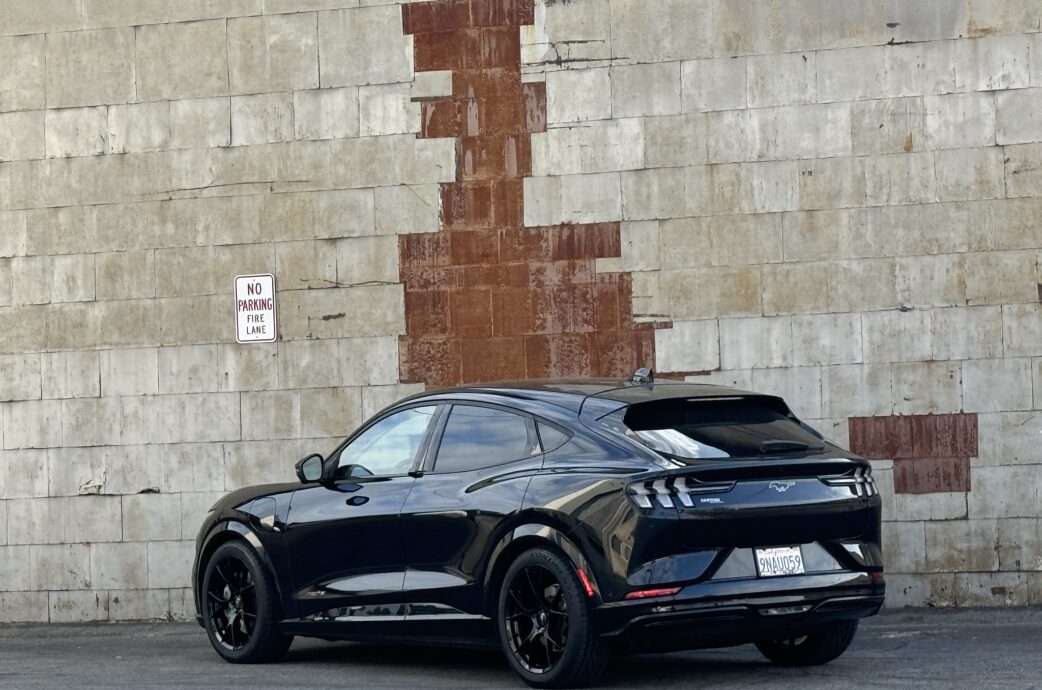 Stealthy Ford Mach E GT on Project 6GR-10 in jet gloss black finish