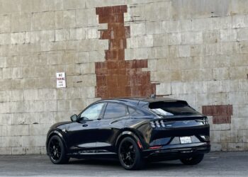 Stealthy Ford Mach E GT on Project 6GR-10 in jet gloss black finish