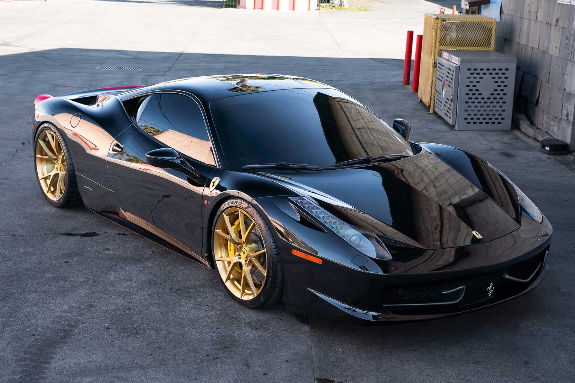black ferrari 458 italia with brushed bronze forged project 6gr ten wheels