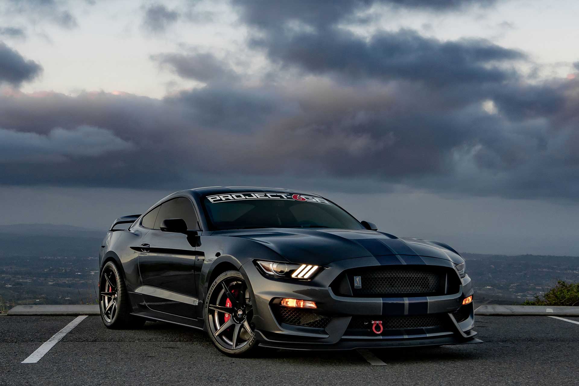 black s550 ford mustang shelby gt350 with gloss black project 6gr seven v2 gt style wheels