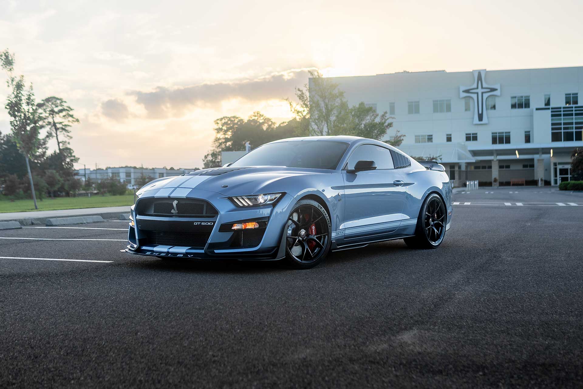 brittany blue s550 ford mustang shelby gt500 with project 6gr ten wheels