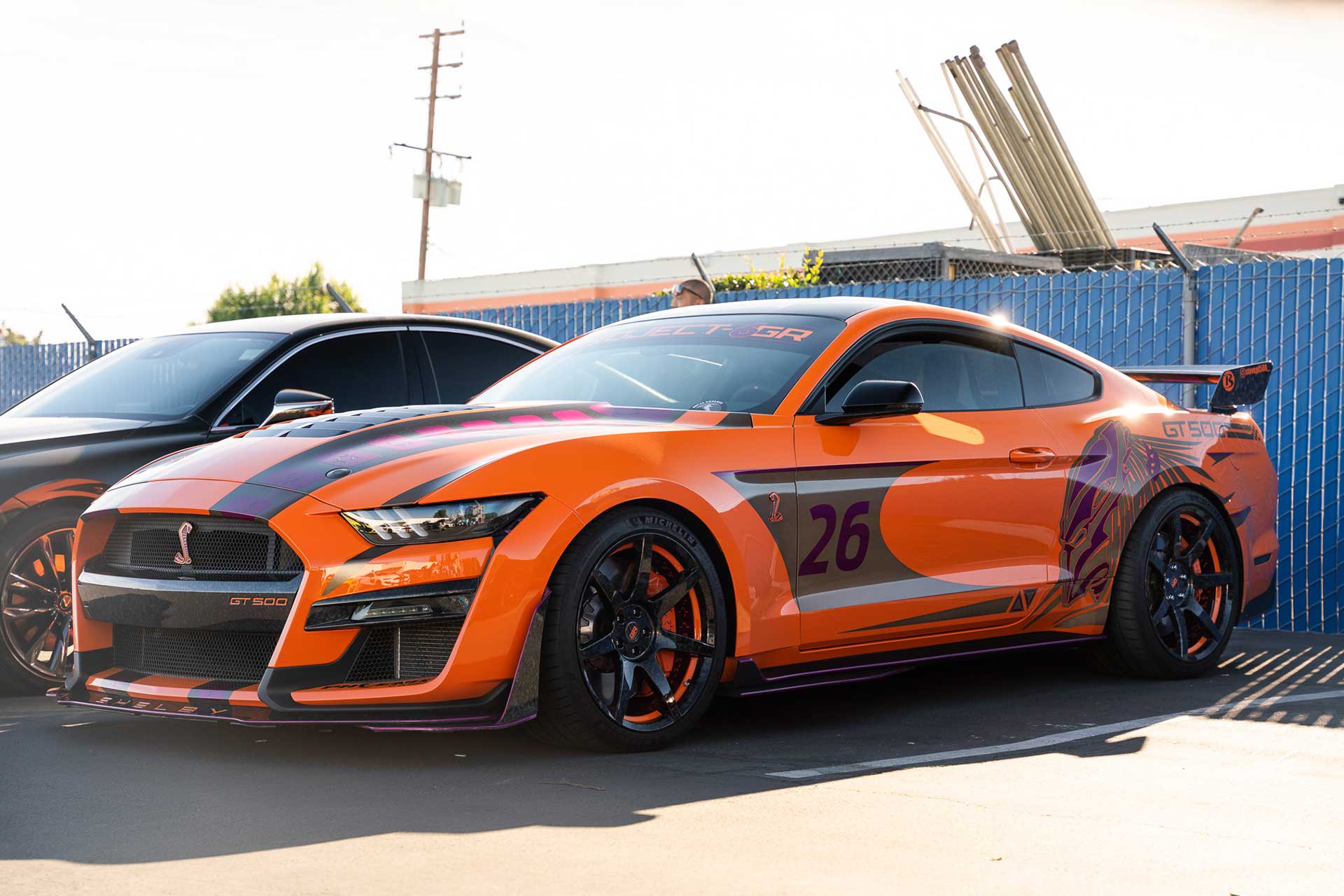 custom orange s550 ford mustang with project 6gr carbon fiber dipped wheels