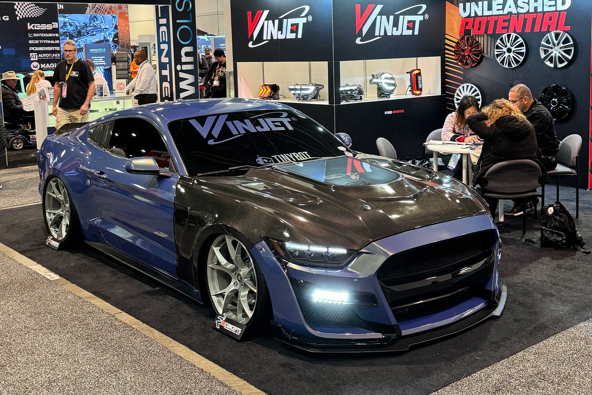 custom supercharged s550 ford mustang gt at winjet booth sema 2024 las vegas nevada