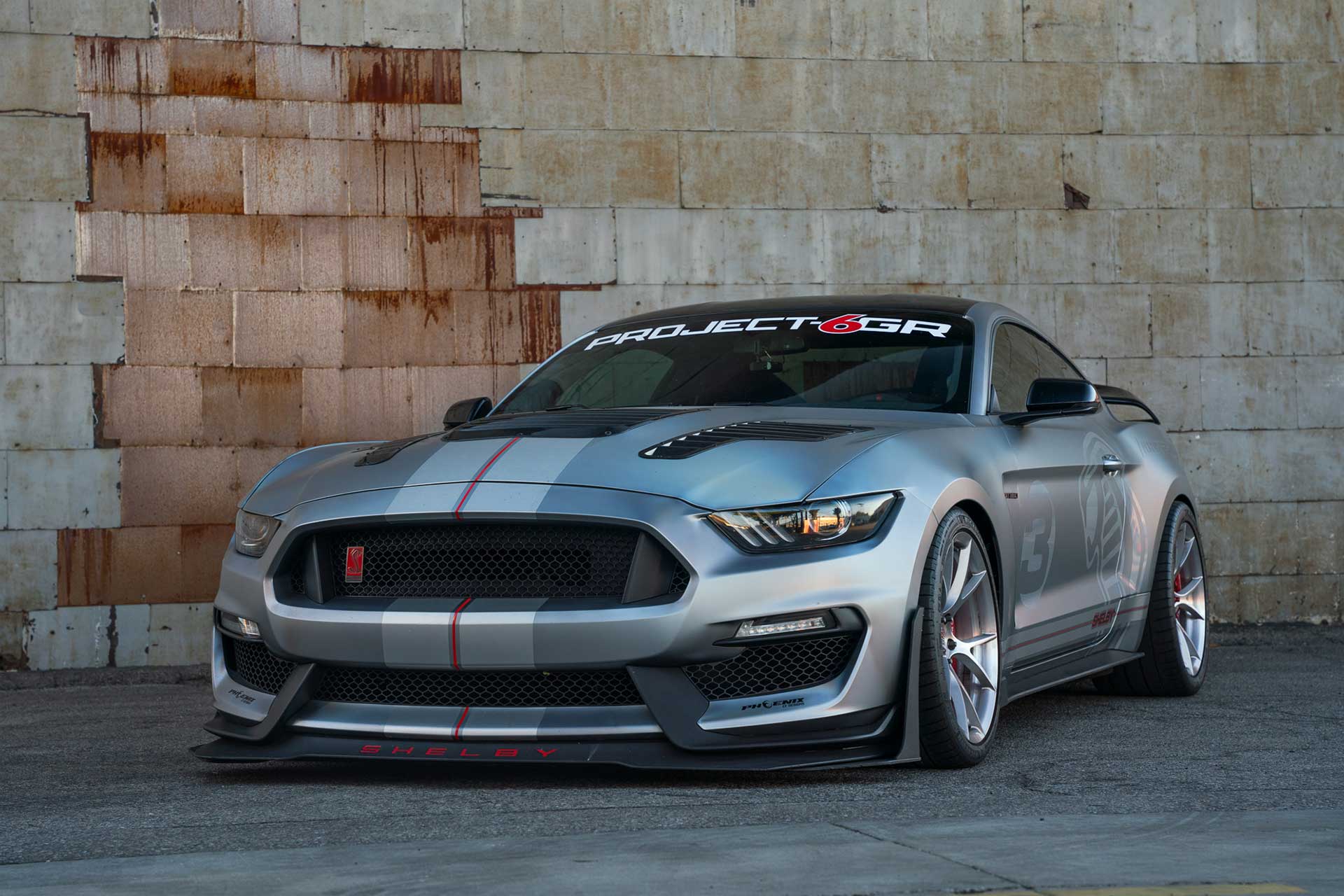 iconic silver s550 ford mustang shelby gt350r with project 6gr ten wheels