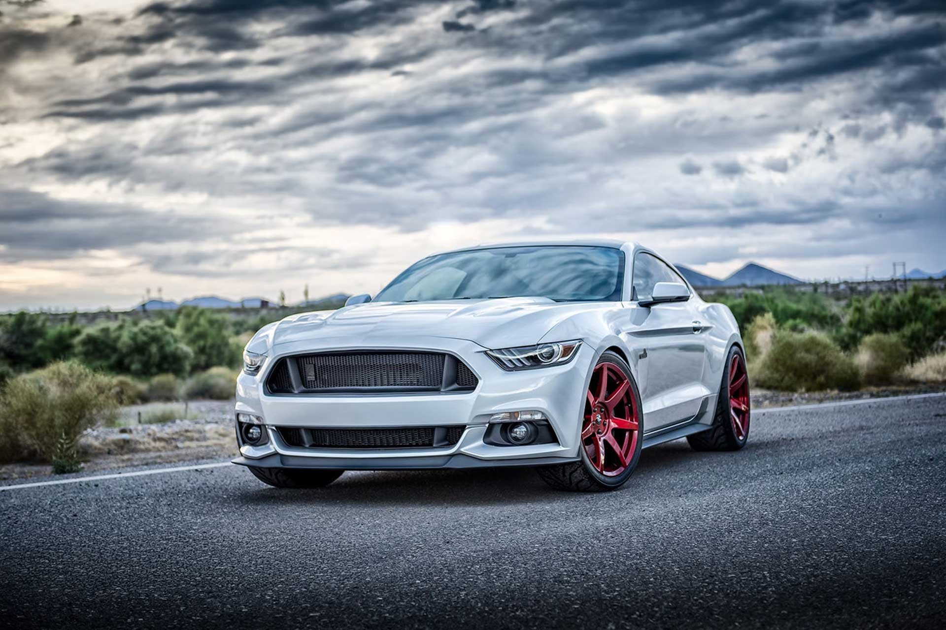 ingot silver s550 ford mustang gt with candy apple red project 6gr seven wheels