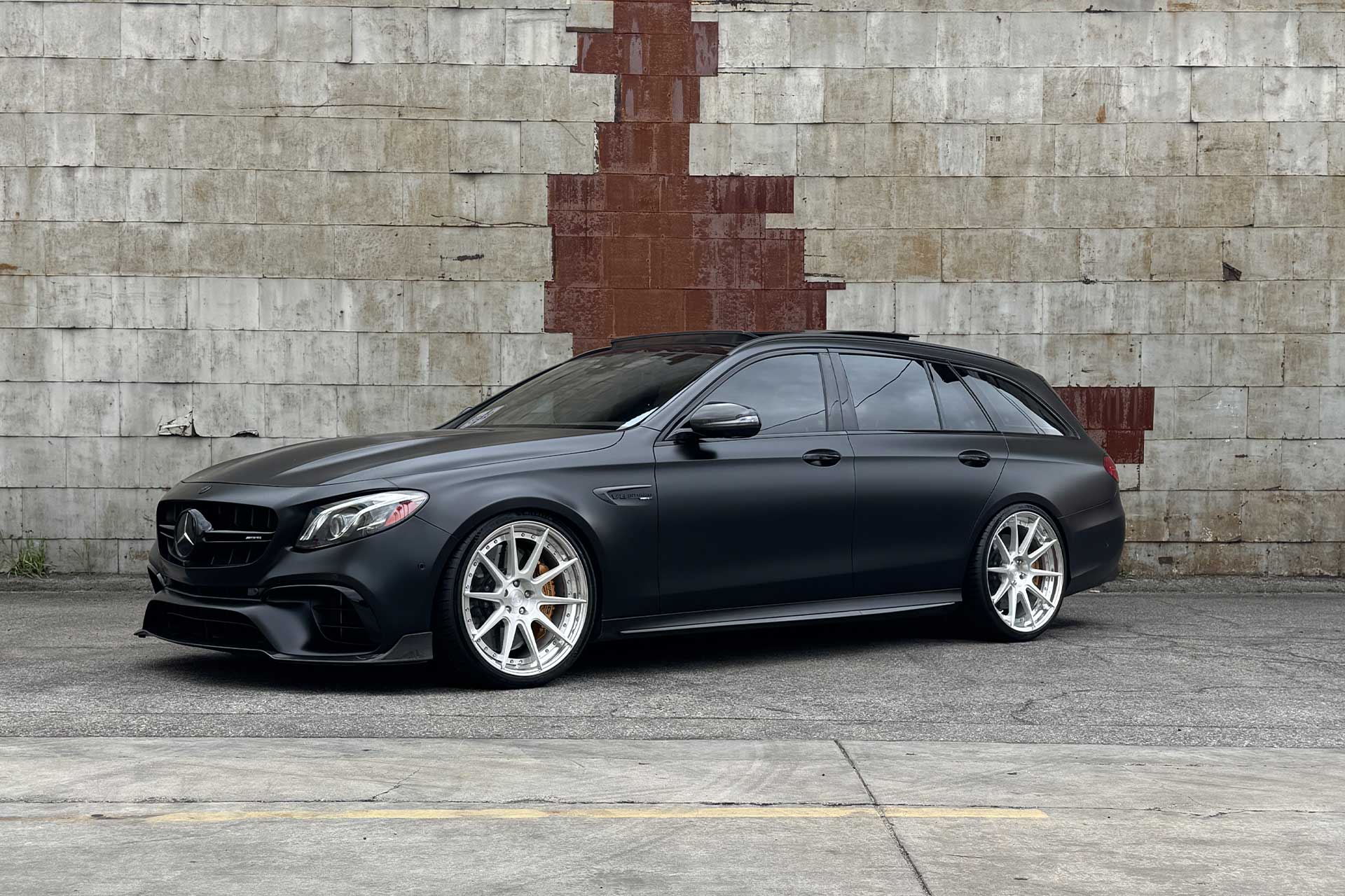 matte black mercedes benz amg e 63 s with forged two piece project 6gr ten l wheels
