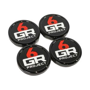 project 6gr billet aluminum forged center caps in gloss black and red