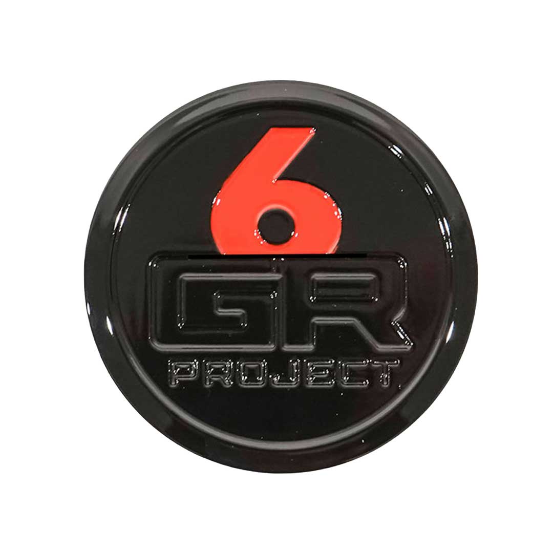 project 6gr billet aluminum forged center caps in gloss black and red