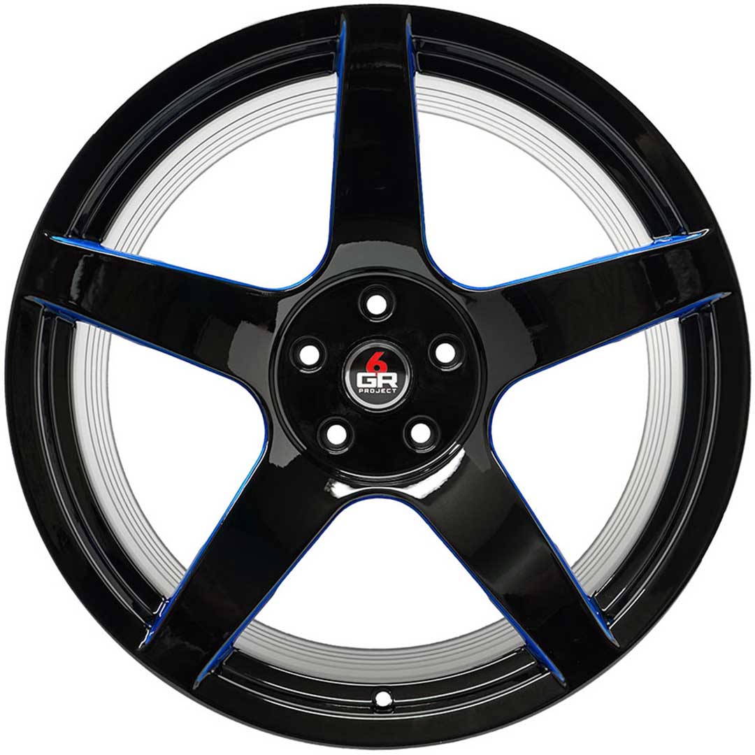 project 6gr custom finish gloss black with brushed blue windows