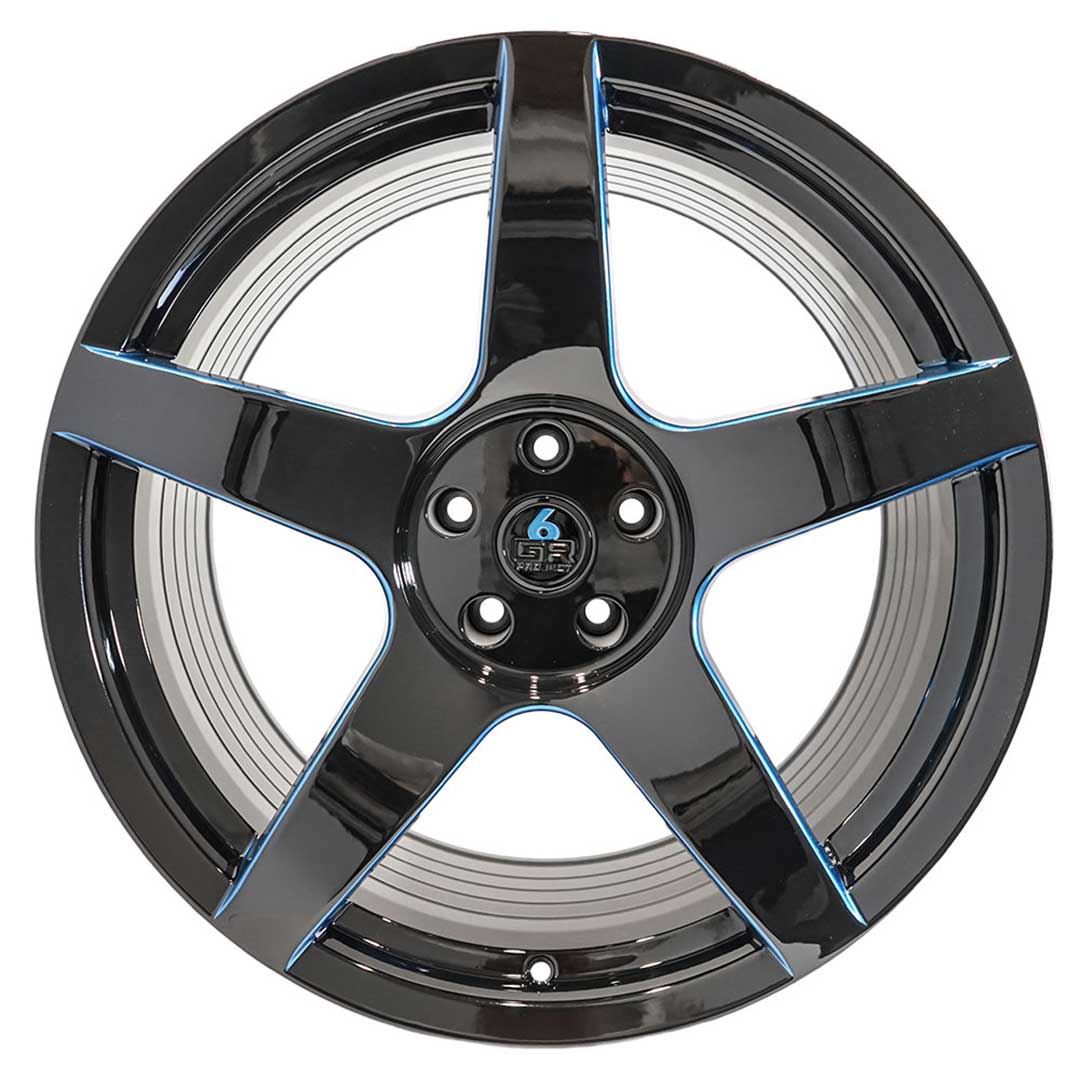 project 6gr custom finish gloss black with performance blue windows