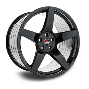 project 6gr five spun forged wheel gloss black angle