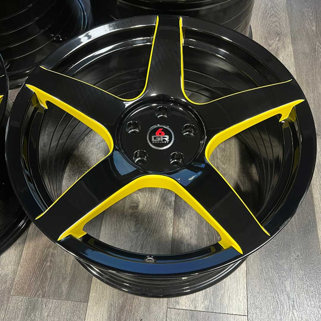 project 6 gr five spun forged gloss black yellow inventory special