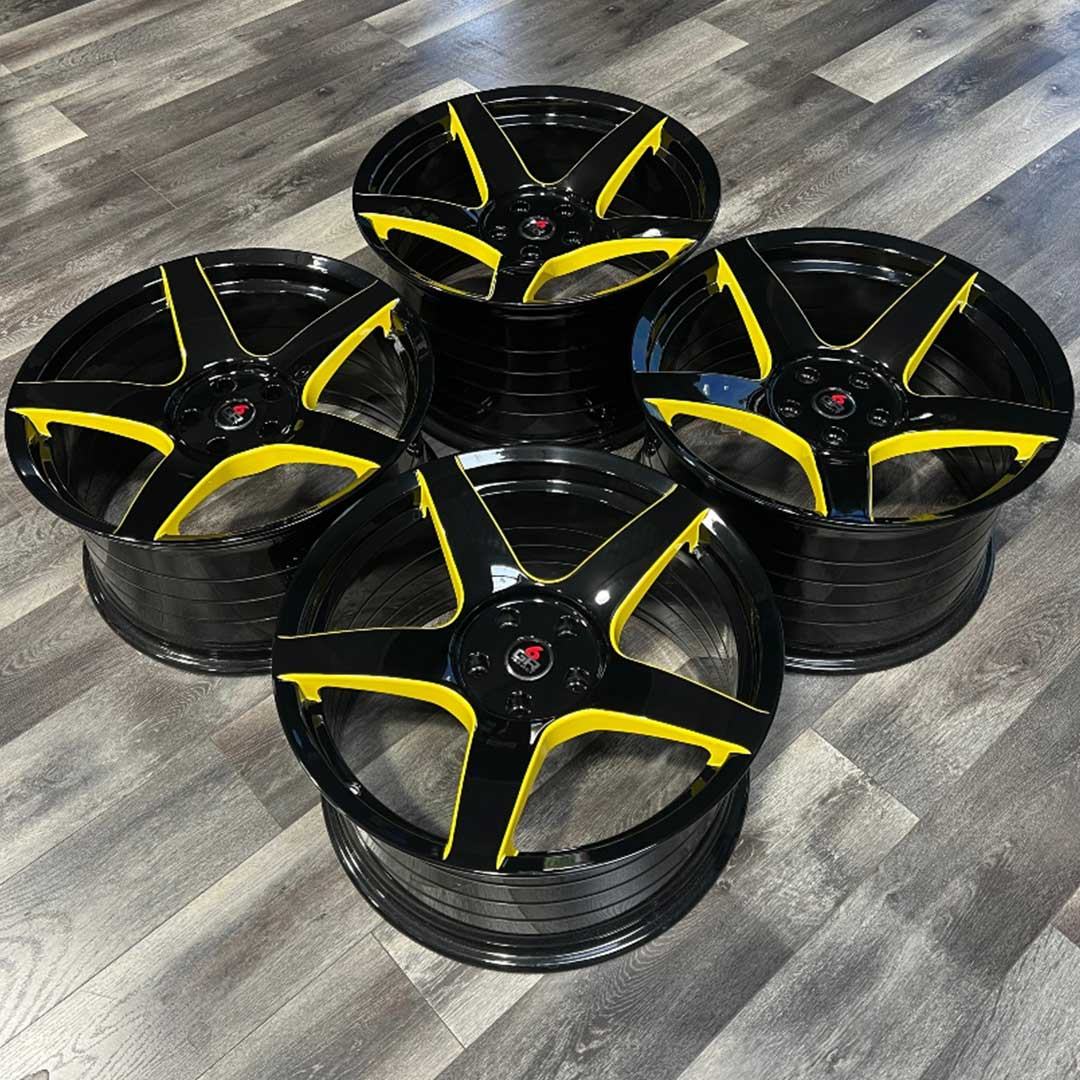 project 6 gr five spun forged gloss black yellow inventory special