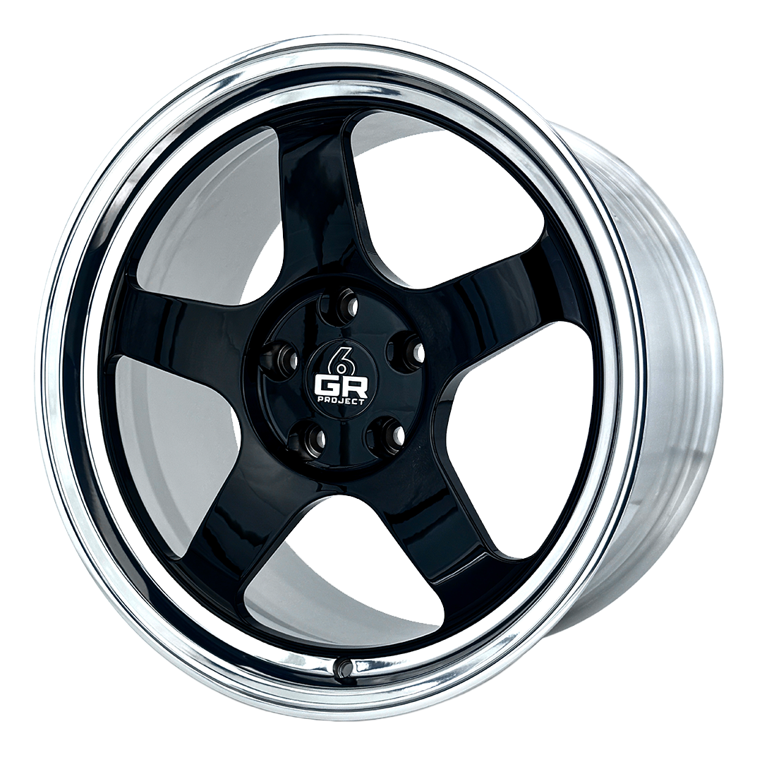 project 6gr 1pc forged drag pack drag five wheels in gloss black with polished lip