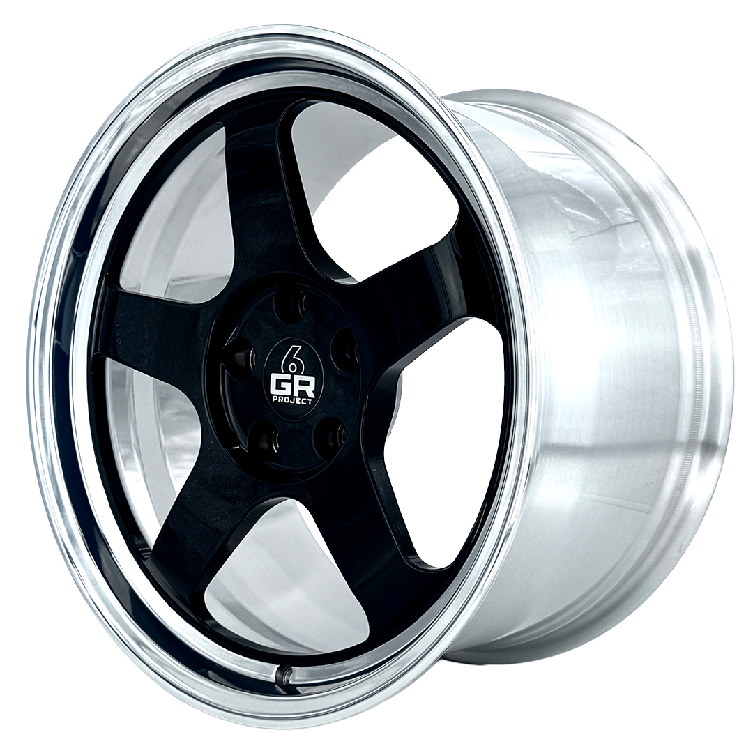 project 6gr 1pc forged drag pack drag five wheels in gloss black with polished lip