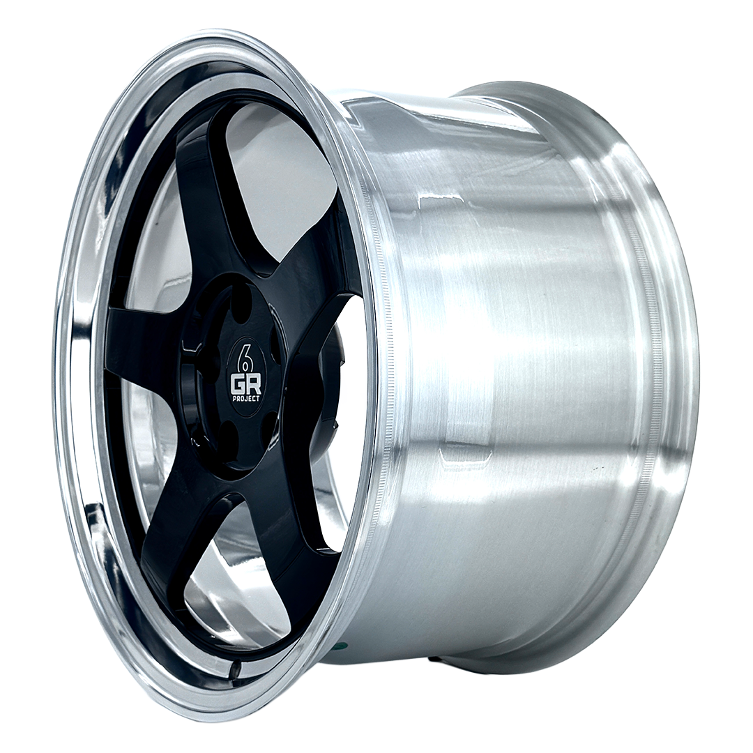 project 6gr 1pc forged drag pack drag five wheels in gloss black with polished lip