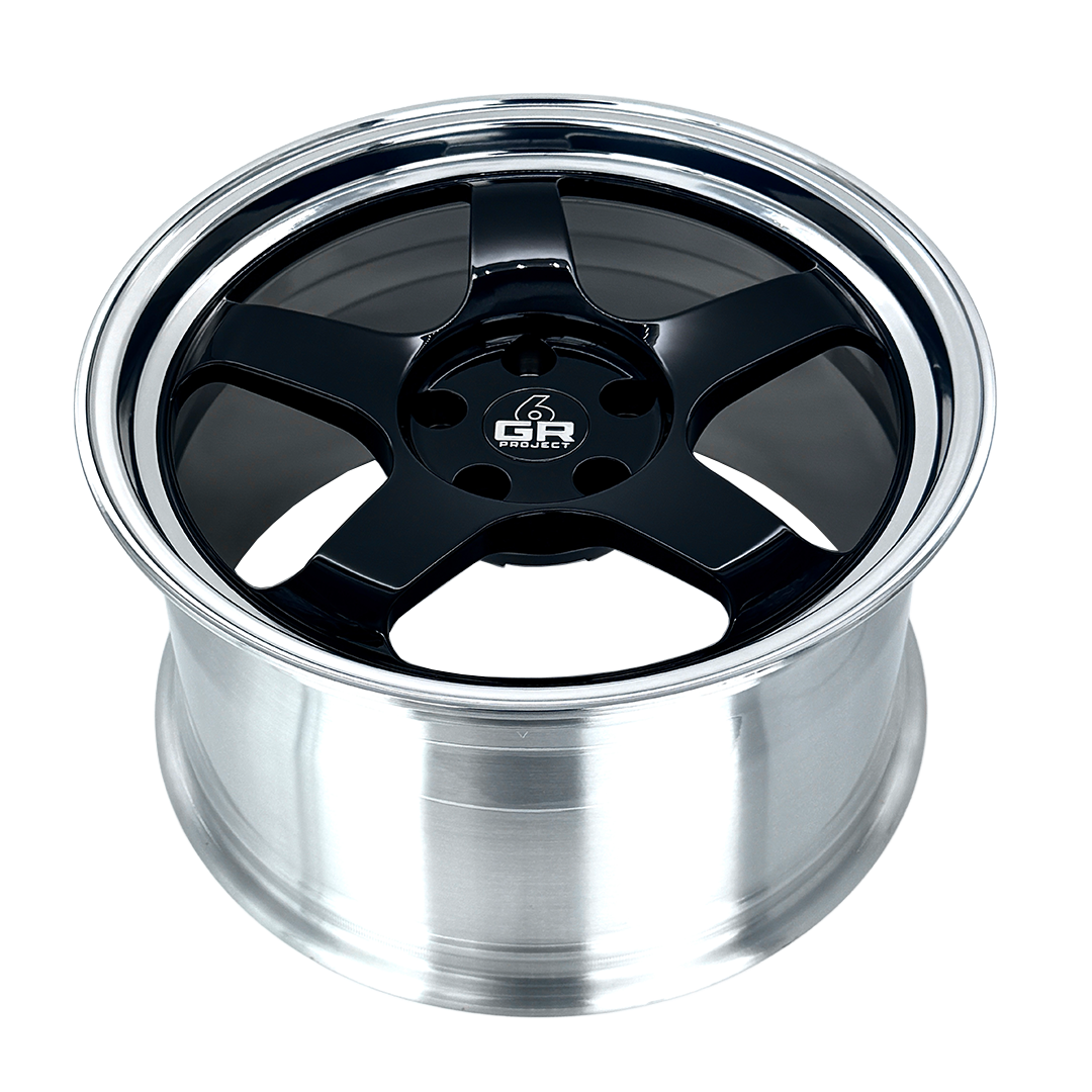 project 6gr 1pc forged drag pack drag five wheels in gloss black with polished lip