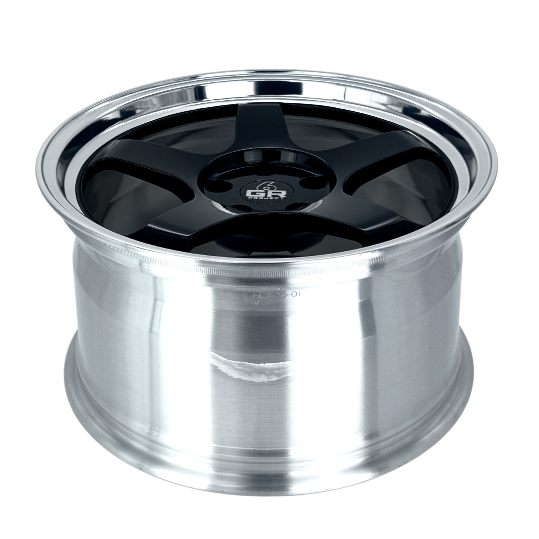 project 6gr 1pc forged drag pack drag five wheels in gloss black with polished lip