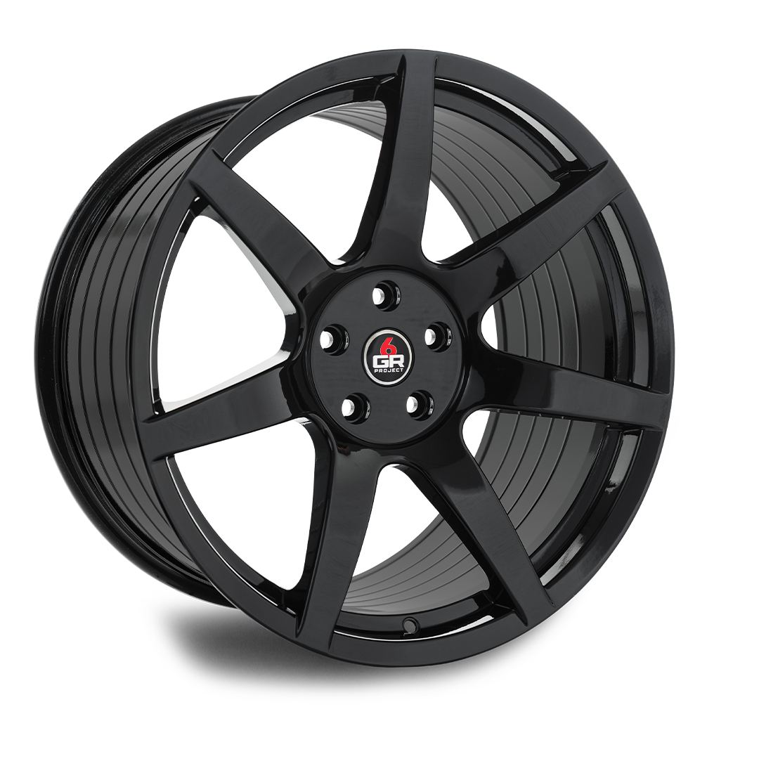 project 6gr seven spun forged wheel gloss black angle