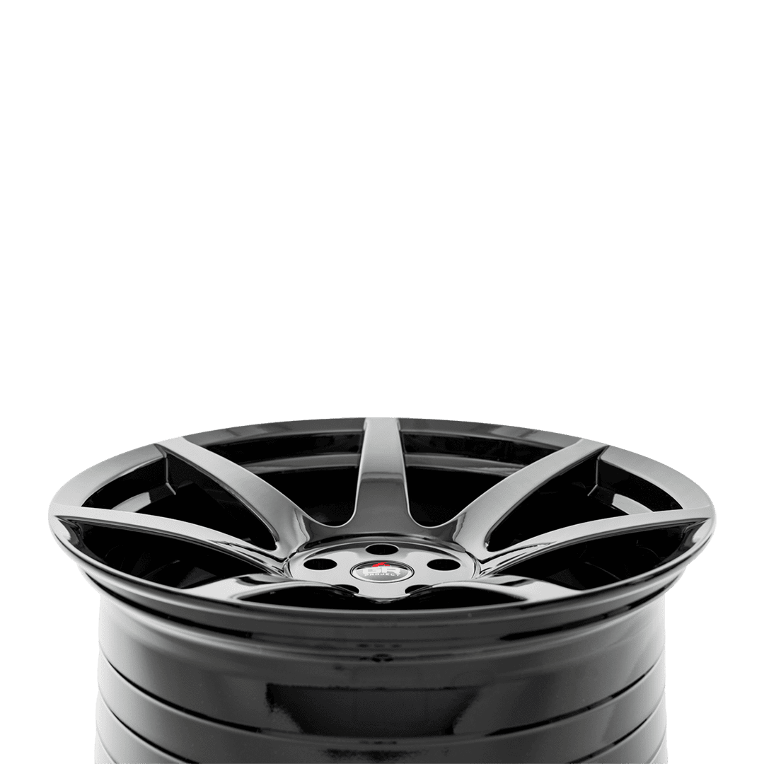project 6gr seven spun forged wheel gloss black concave profile