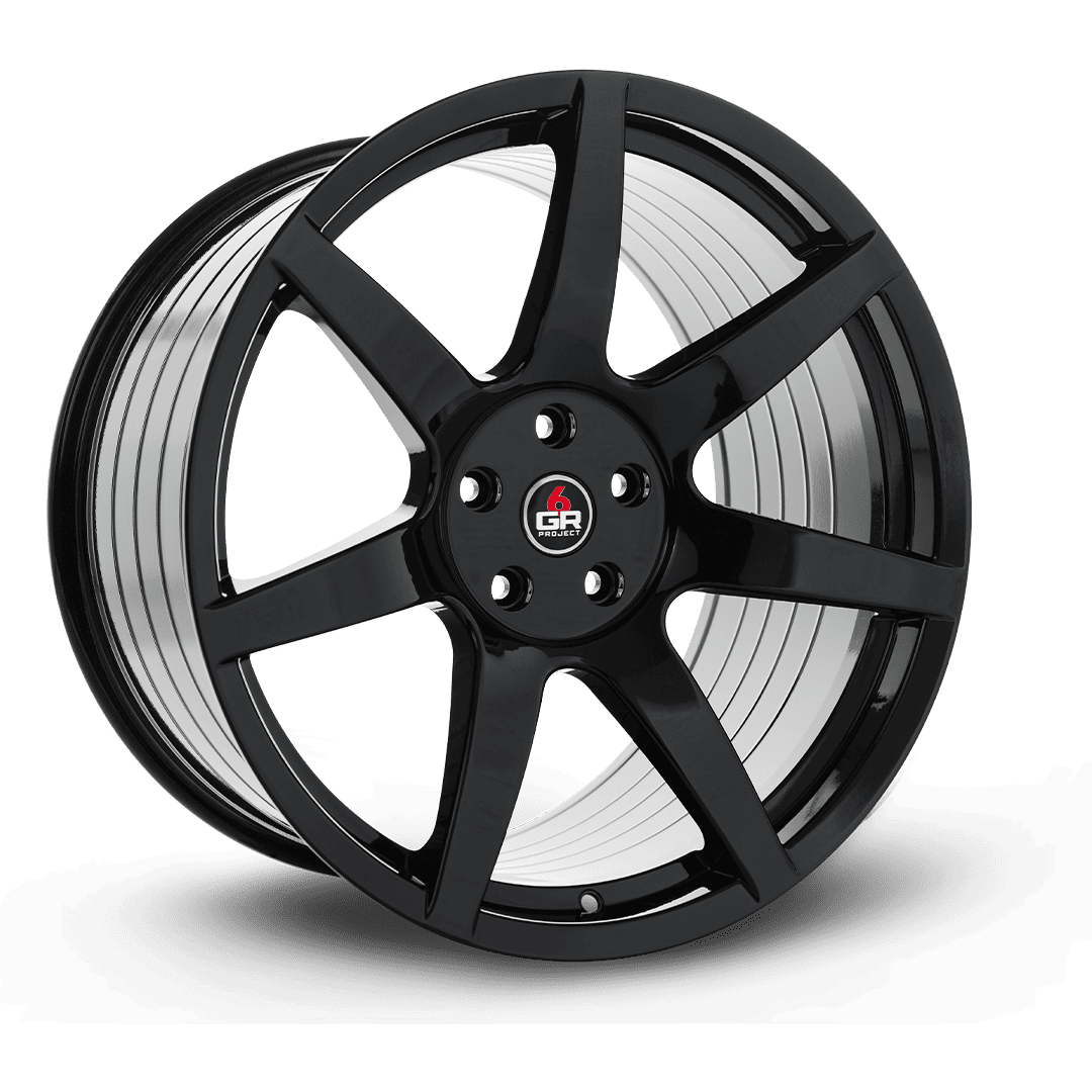 project 6gr seven spun forged wheel gloss black angle