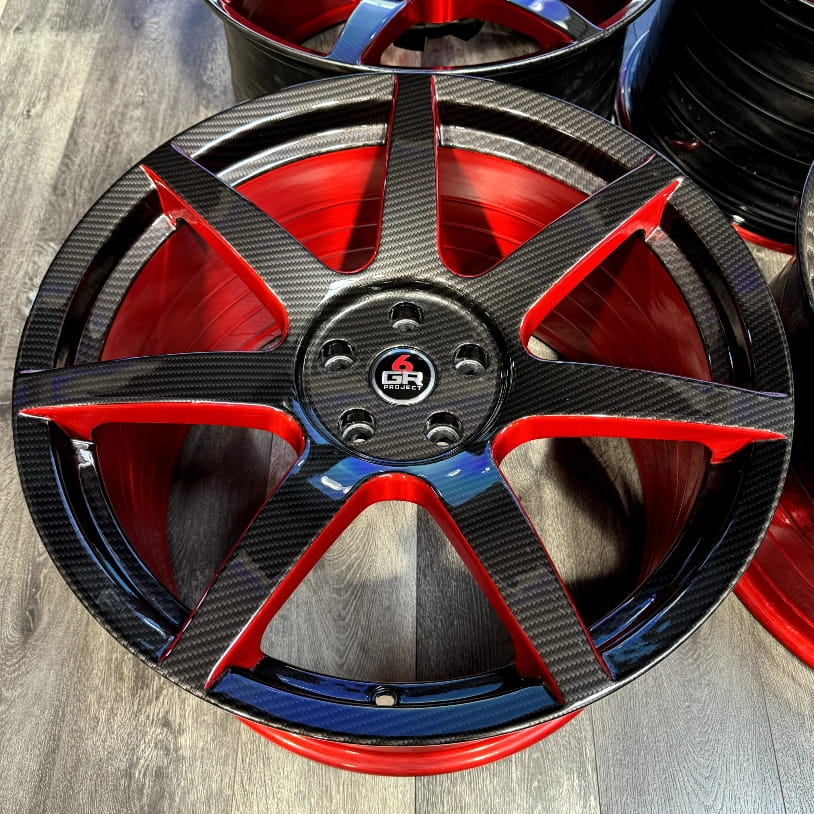 project 6gr seven spun forged carbon hydro dip red inventory special