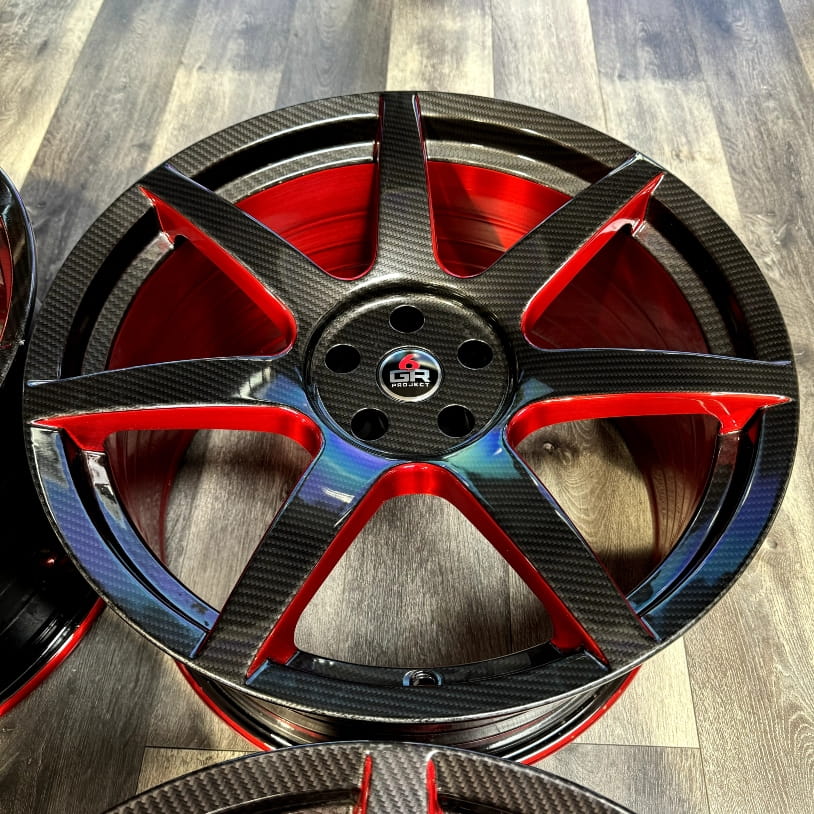 project 6gr seven spun forged carbon hydro dip red inventory special