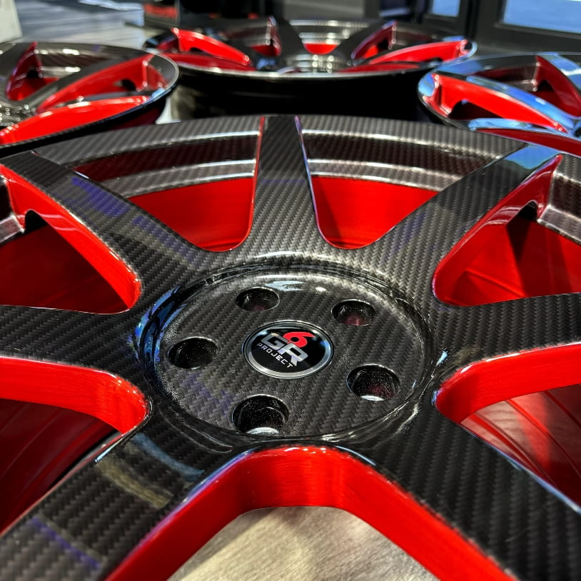 project 6gr seven spun forged carbon hydro dip red inventory special