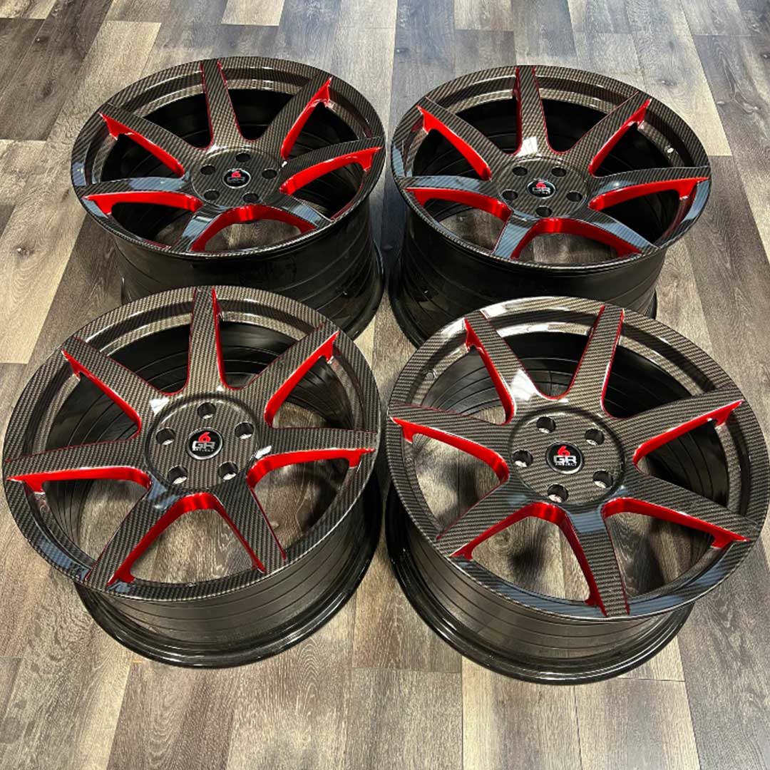 project 6gr seven spun forged carbon hydro dip red inventory special