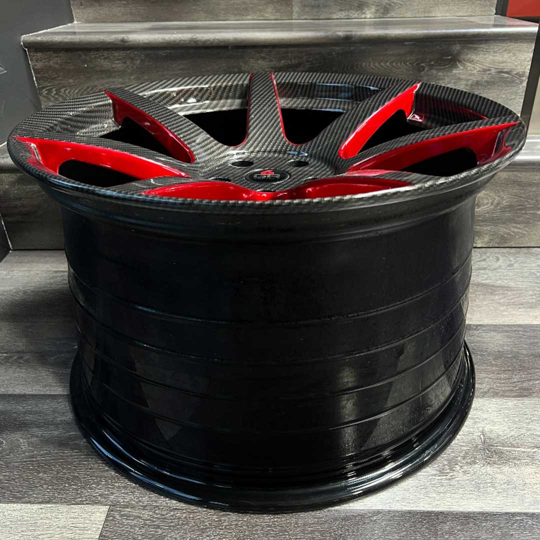 project 6gr seven spun forged carbon hydro dip red inventory special