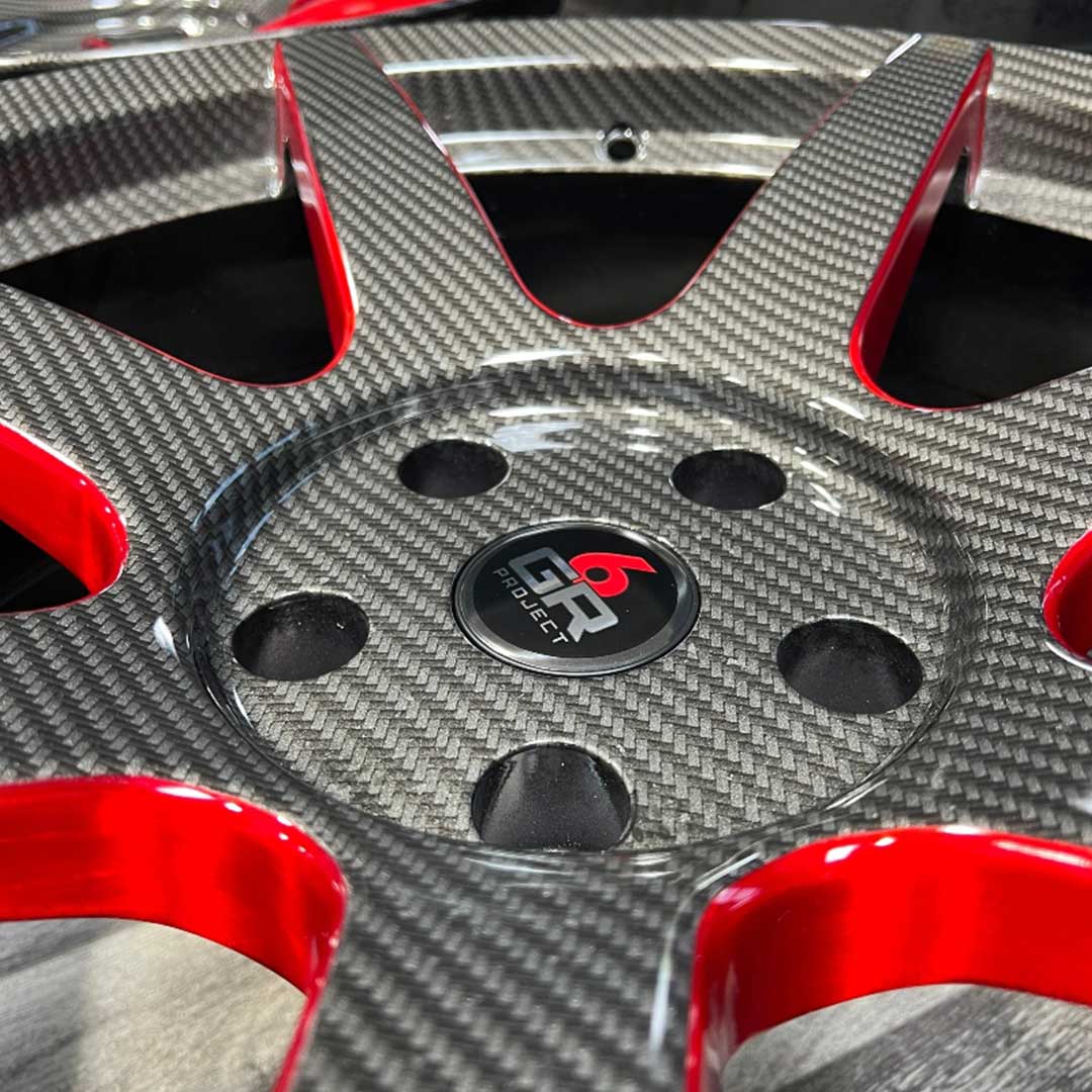 project 6gr seven spun forged carbon hydro dip red inventory special