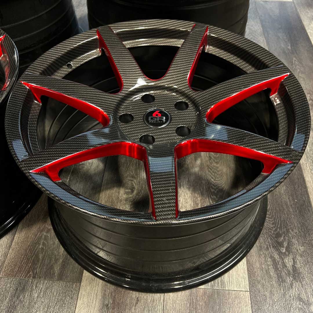 project 6gr seven spun forged carbon hydro dip red inventory special